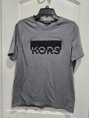 Michael Kors Men's Gray KORS Logo Crew Neck T-Shirt